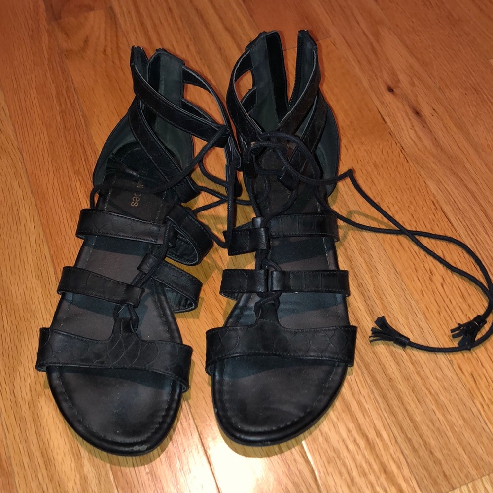 Black lace up sandals
